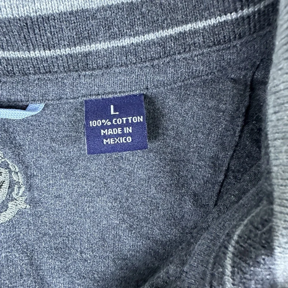 Tasso Elba Mens 1/4 Zip Pullover Charcoal Gray‎ 100% Cotton Large Smart Casual